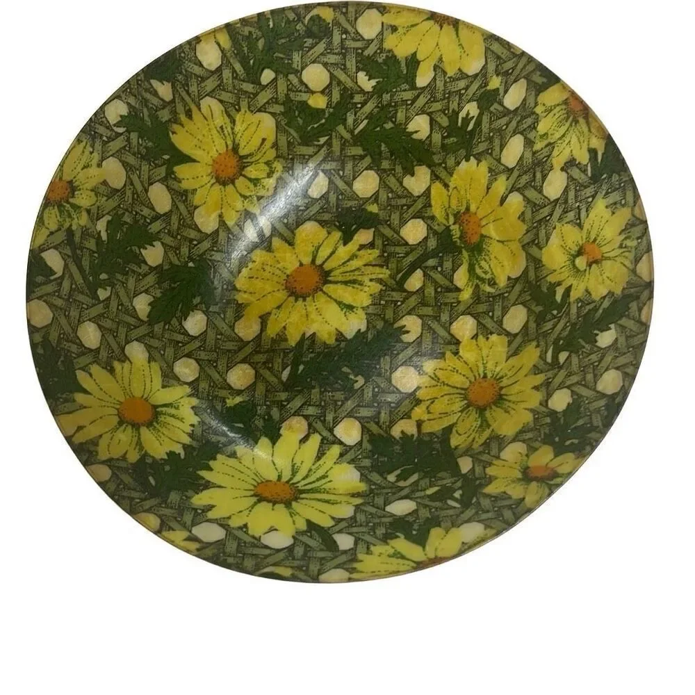 MCM Mid Century Fiberglass Bowl Diameter Daisy Daisies Size 11” x 3”